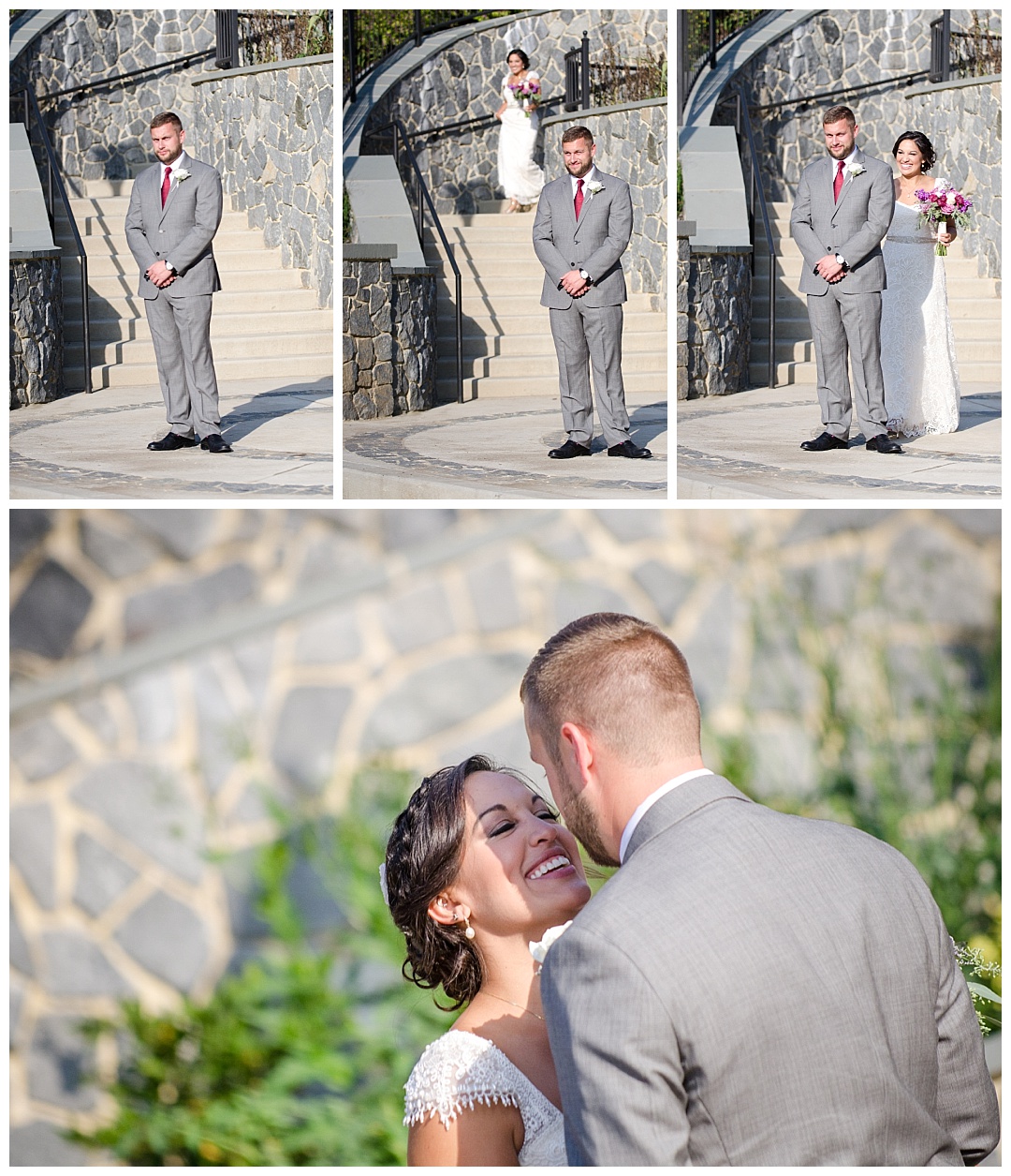 bride and groom first look