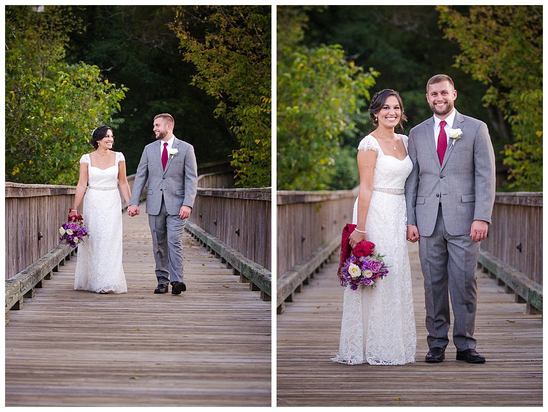 bride and groom posing