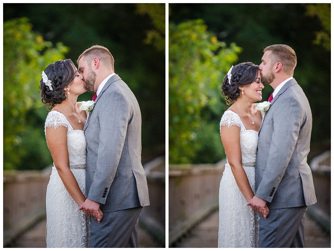 bride and groom kissing