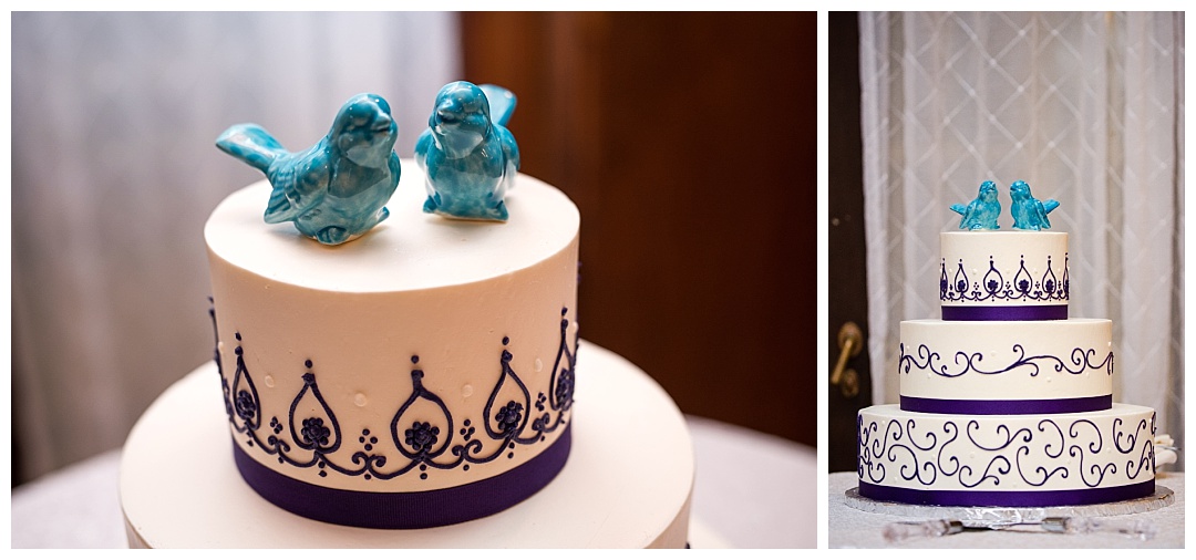 blue birds wedding cake