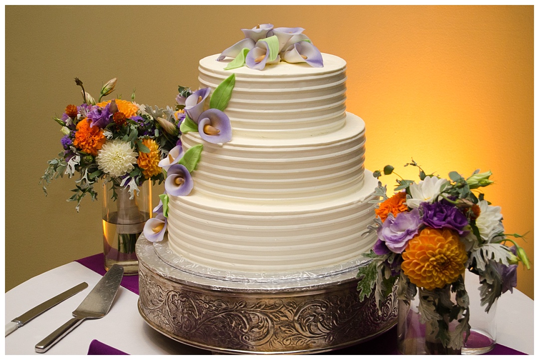 white purple wedding cake