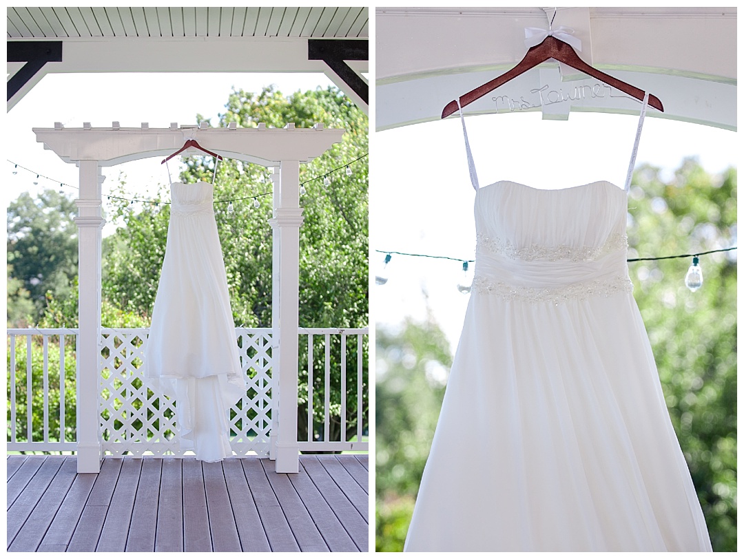 Piney Branch Golf Club hanging wedding dress details