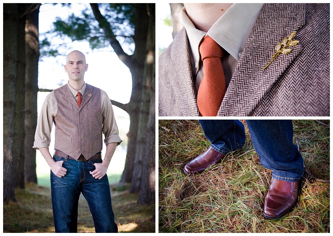 Piney Branch Golf Club groom blue jeans orange tie