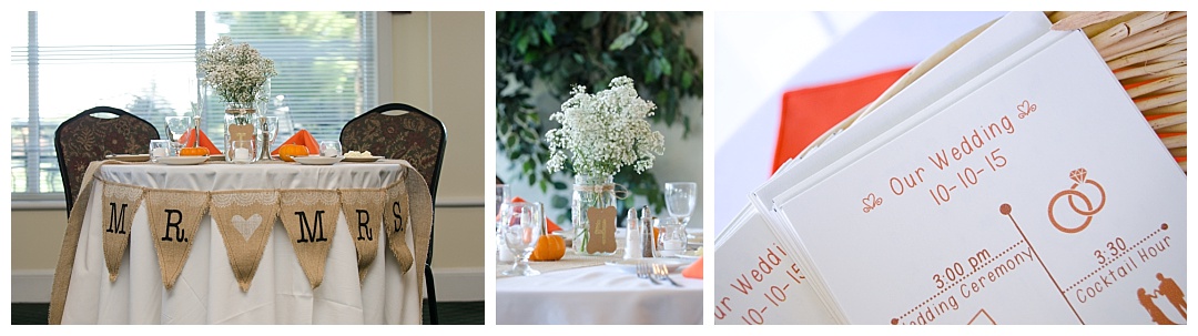 Piney Branch Golf Club wedding reception details rustic fall